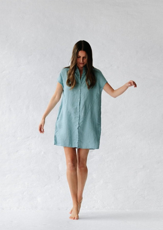 Short Linen Shirt Dress