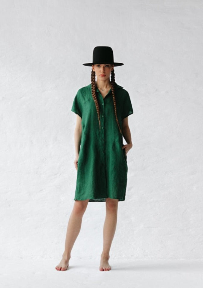 Short Linen Shirt Dress