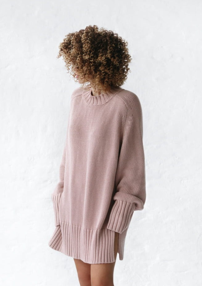 Crew Neck Sweater Dusky Pink The Foxes Den