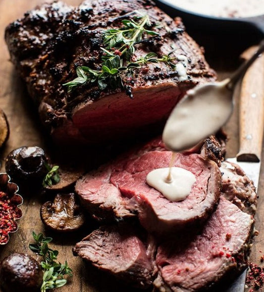 Roast Beef with Mushrooms and White Wine Cream Sauce