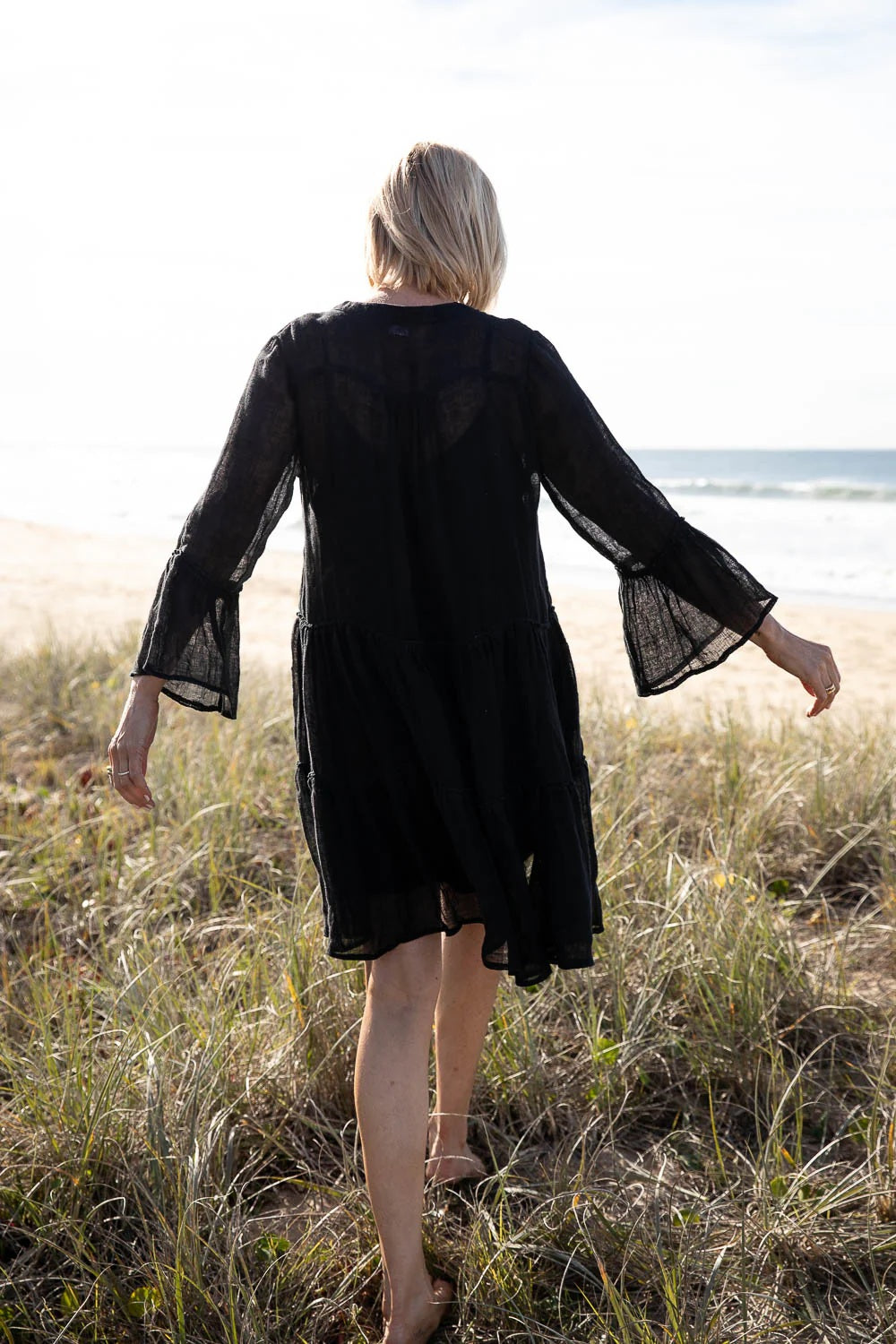 Gauze Linen Dress | Black