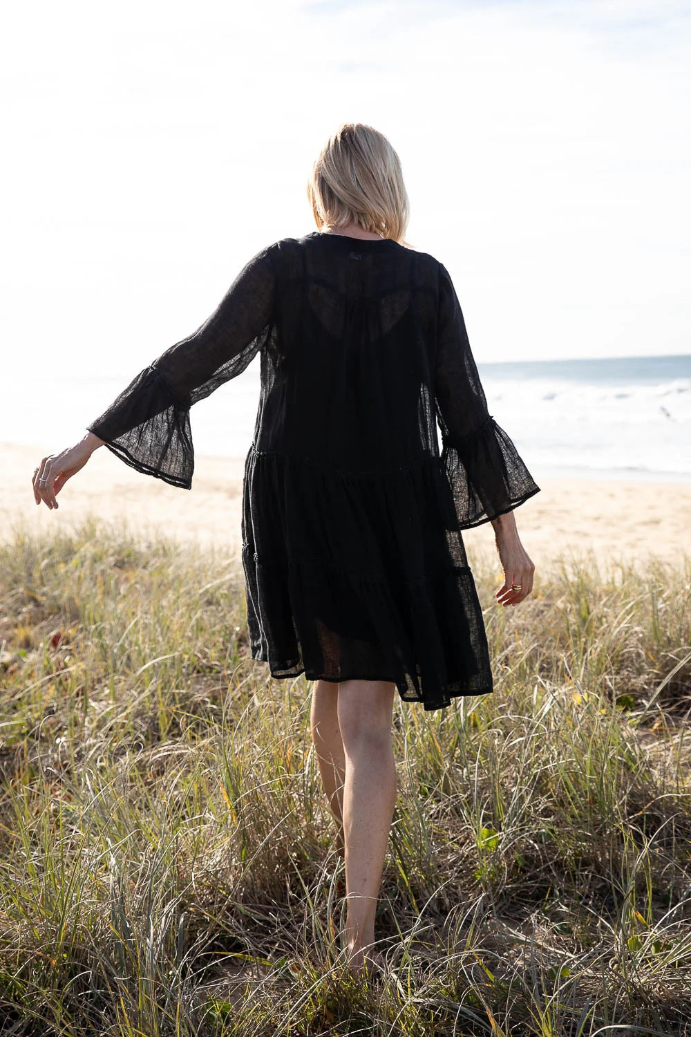 Gauze Linen Dress | Black