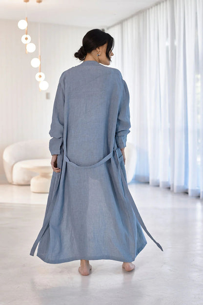 Linen Robe  | Blue