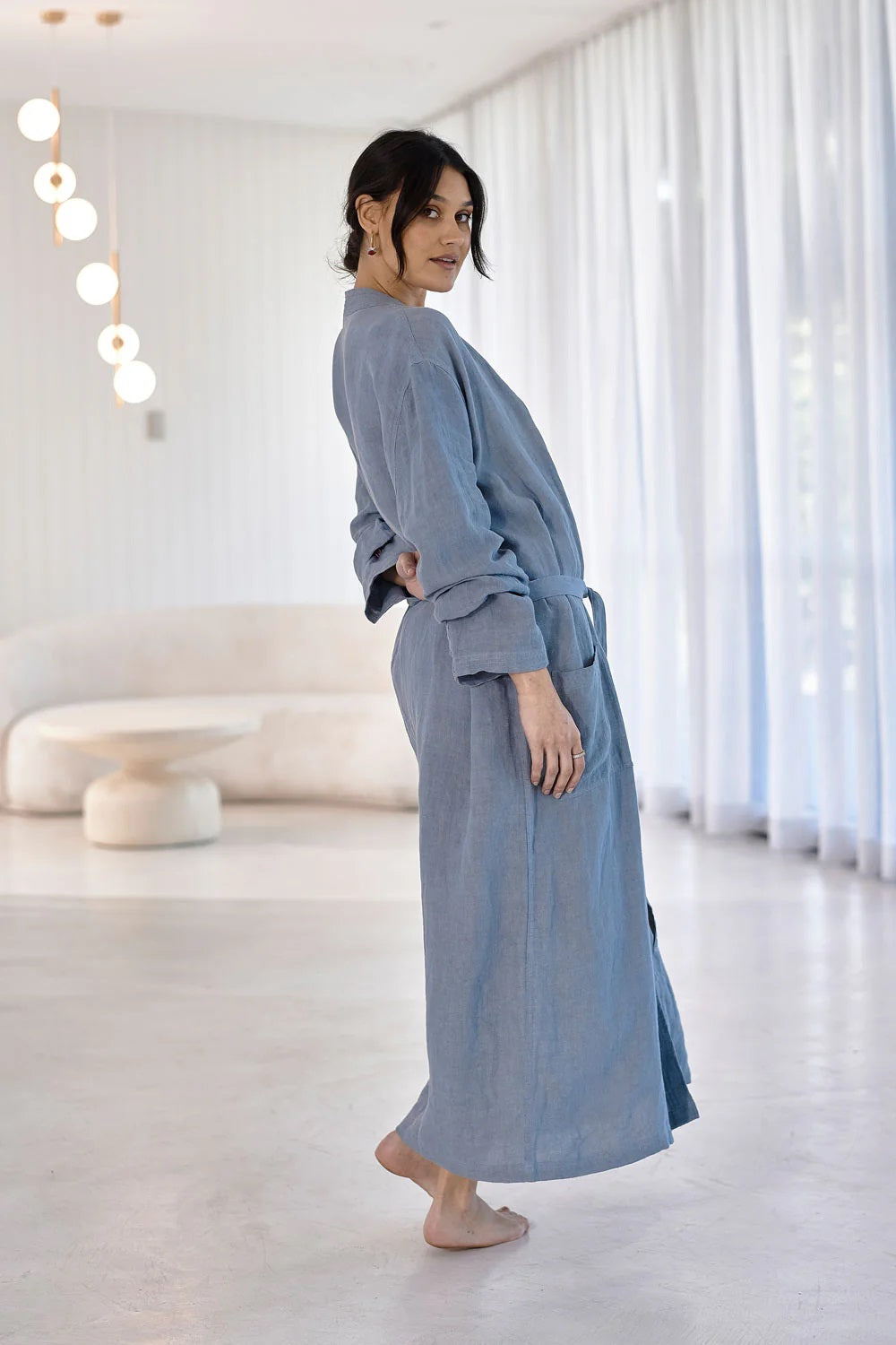 Linen Robe  | Blue