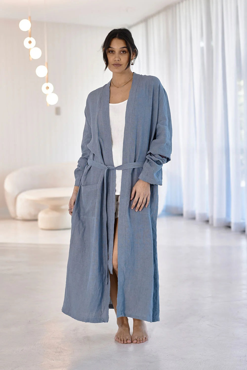 Linen Robe  | Blue