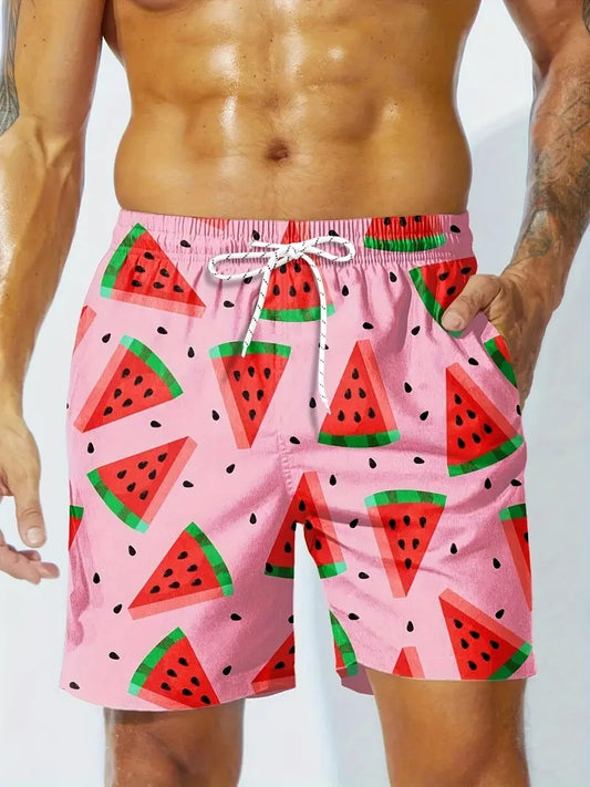 Mens Board Shorts - Pink Watermelon