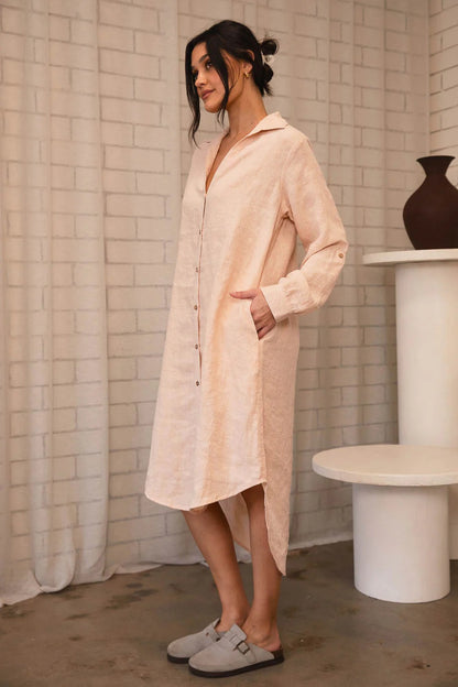 Linen Shirt Dress | Blush