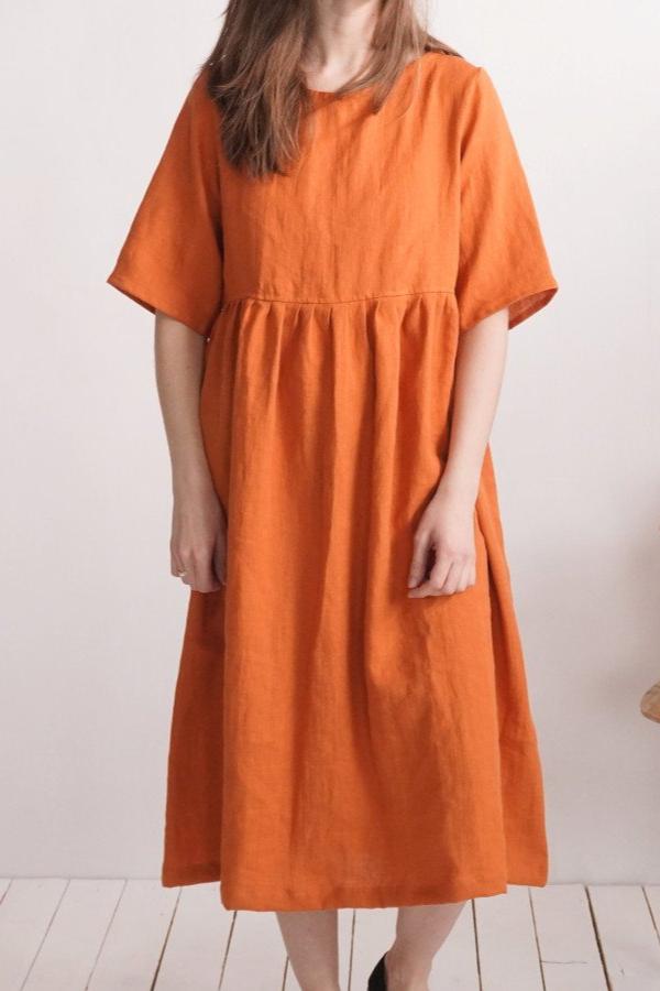 Bridi Linen Dress | Saffron