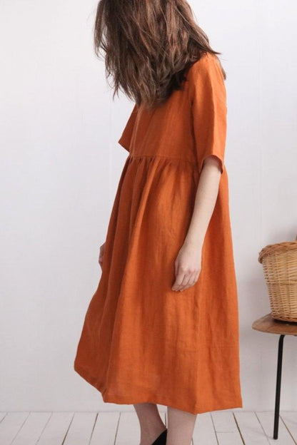 Bridi Linen Dress | Saffron