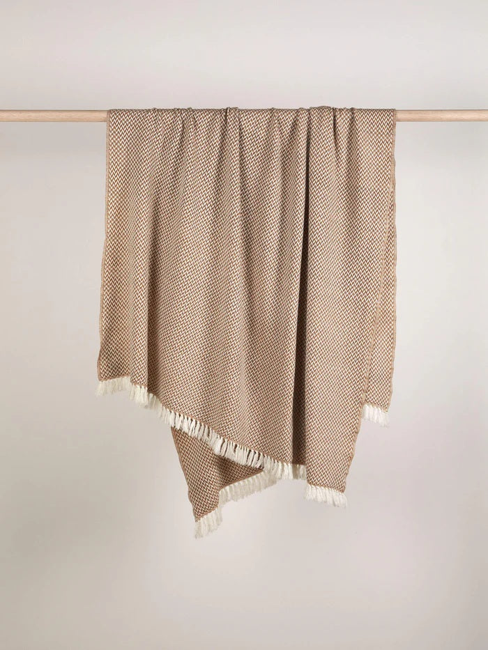 Brulee Herringbone Cashmere Throw