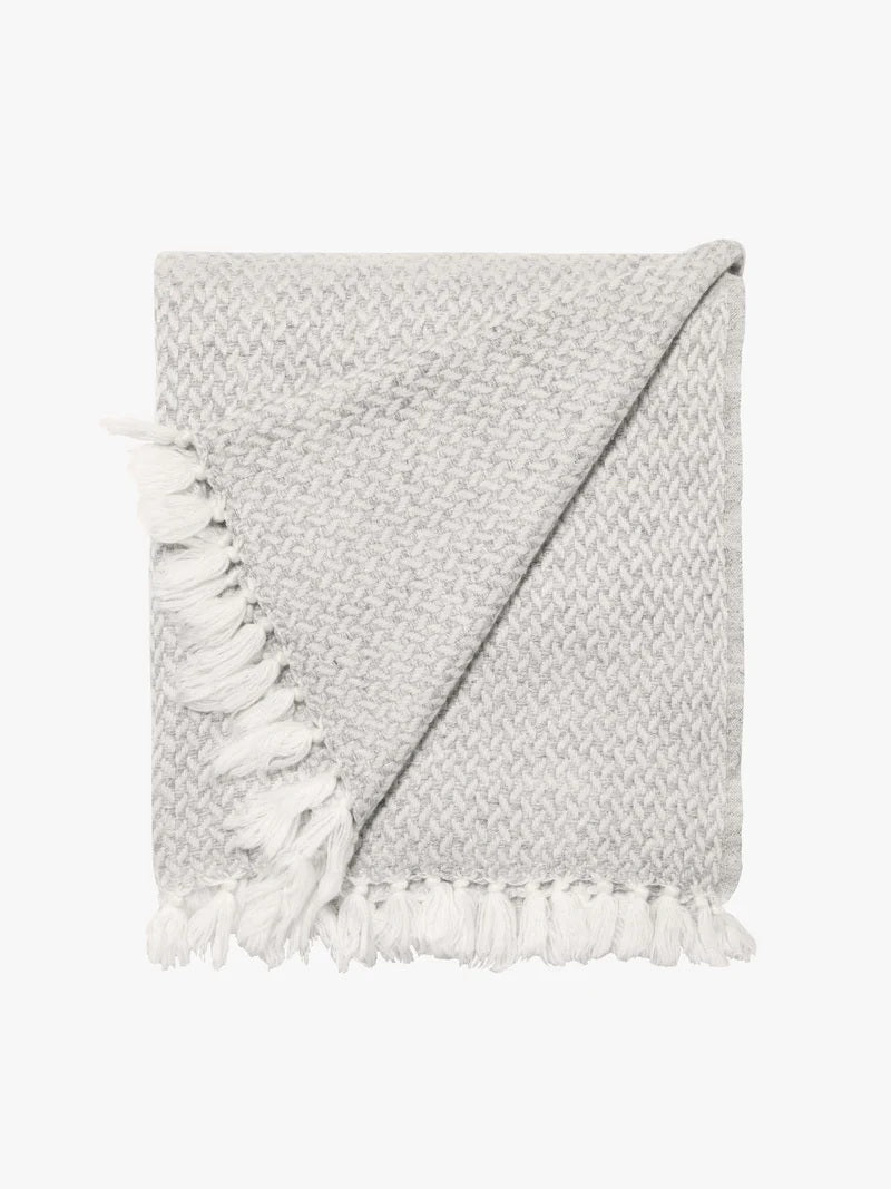 Silver Herringbone Cashmere Throw