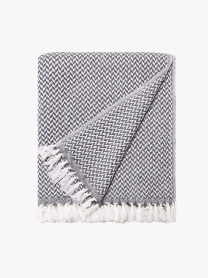 Charcoal Herringbone Cashmere Throw