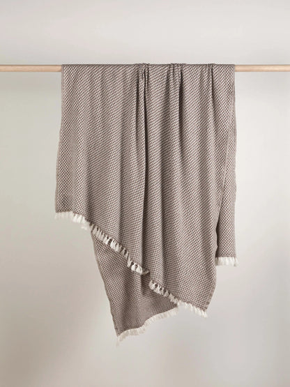 Nutmeg Herringbone Cashmere Throw