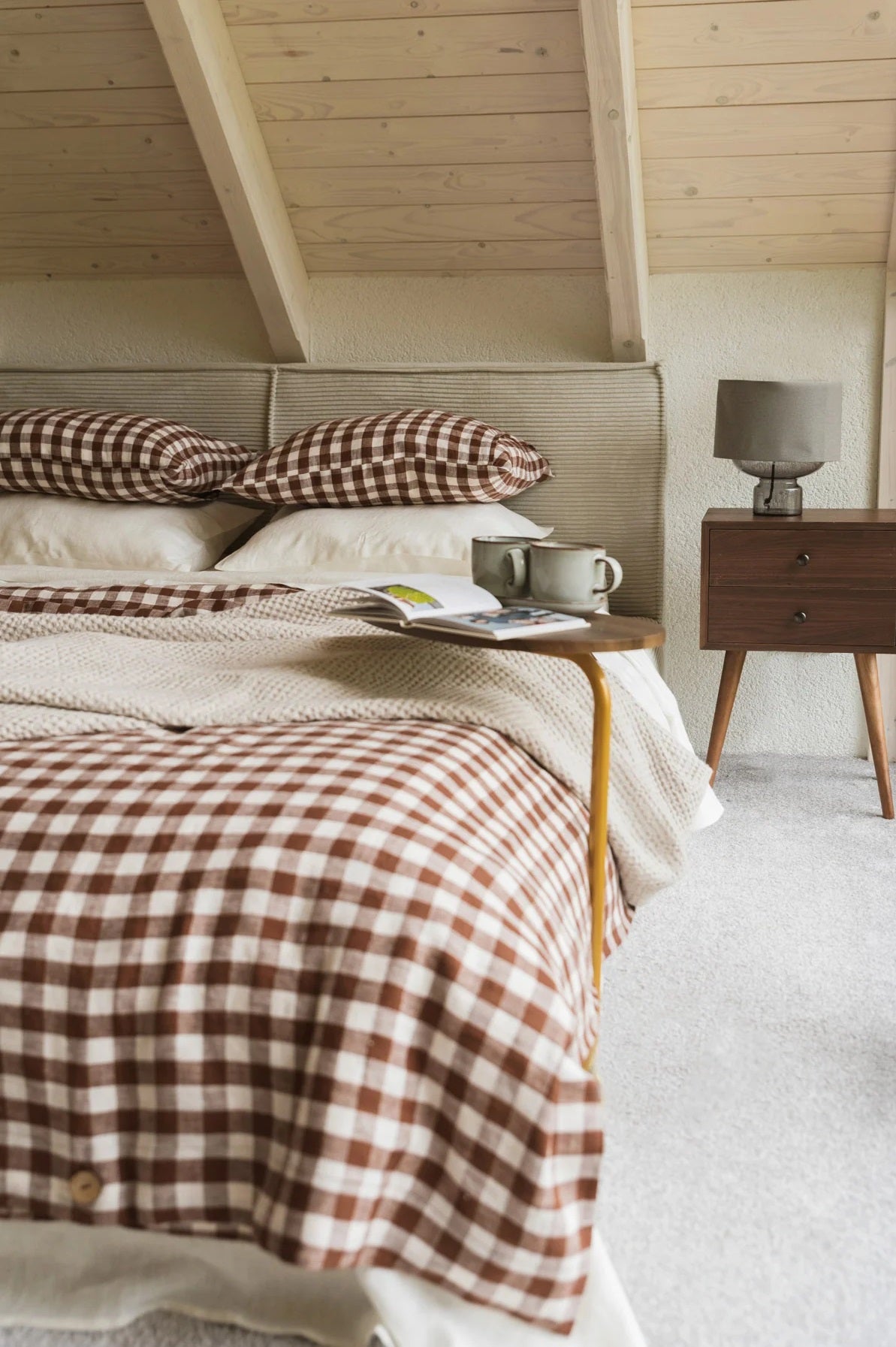 Mocha Gingham Linen Duvet | Made in Europe