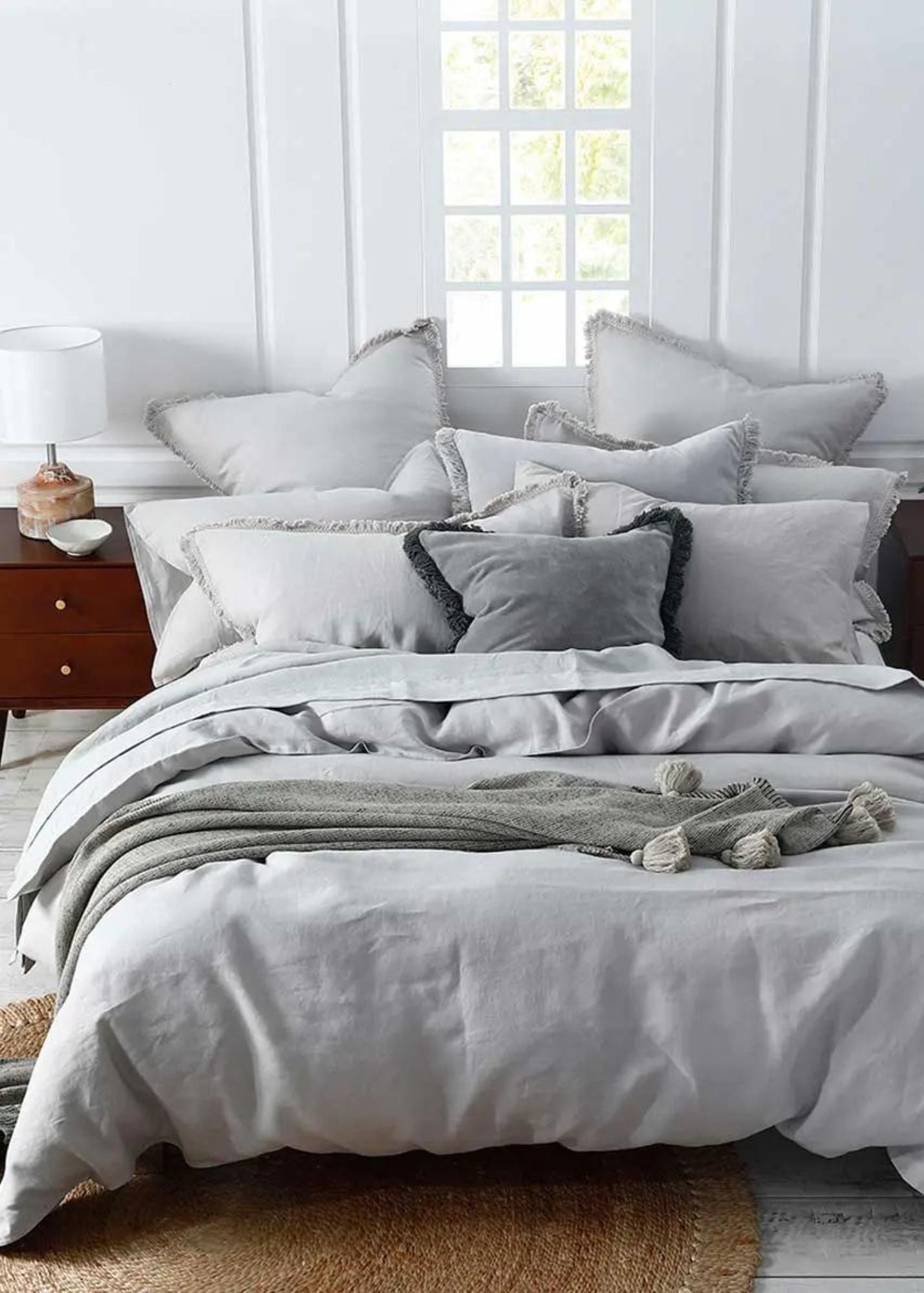 Dove Grey Linen Duvet Cover | QUEEN