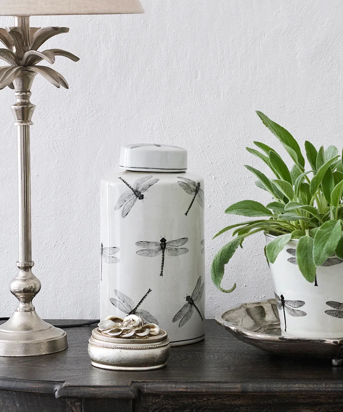 Dragonfly Oval Storage Jar