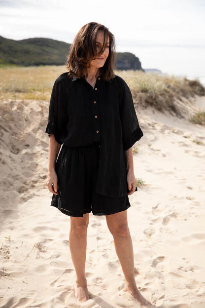 Gauze Linen Shirt | Black