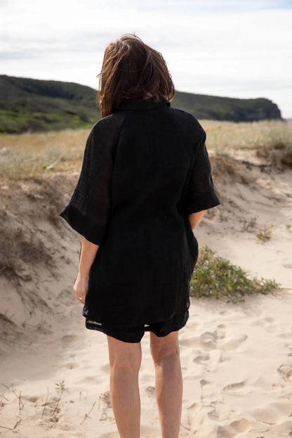 Gauze Linen Shirt | Black