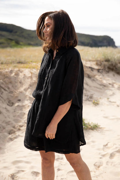 Gauze Linen Shirt | Black