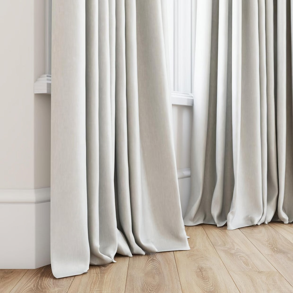 Glamour Cotton Twill Readymade Curtains | Putty