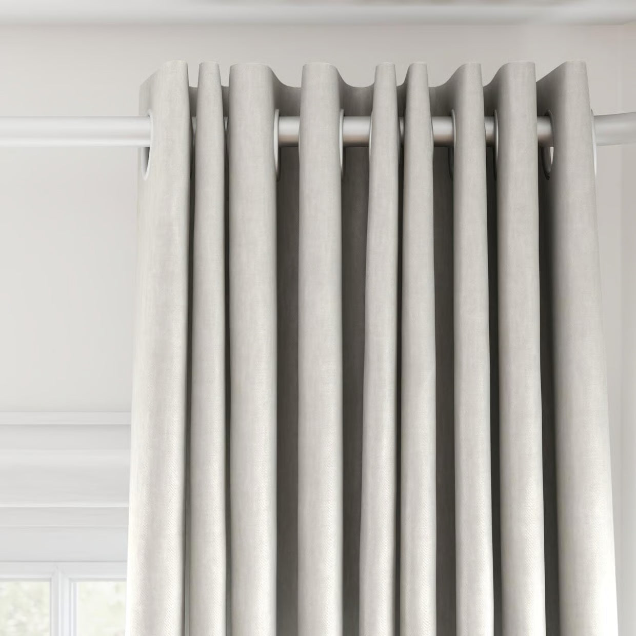 Glamour Cotton Twill Readymade Curtains | Putty