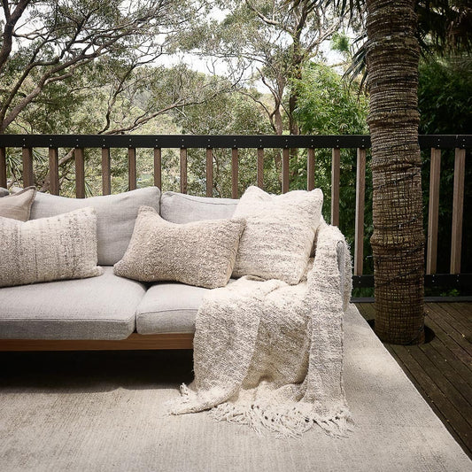 Hand Woven Linen Wabi Cushion | Ivory