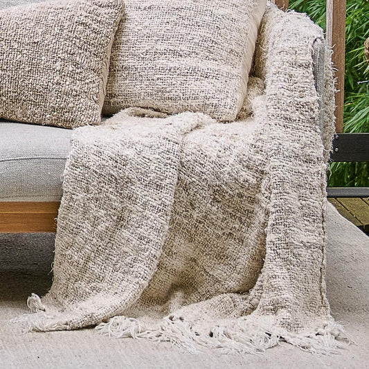 Hand Woven Linen Wabi Throw | Ivory