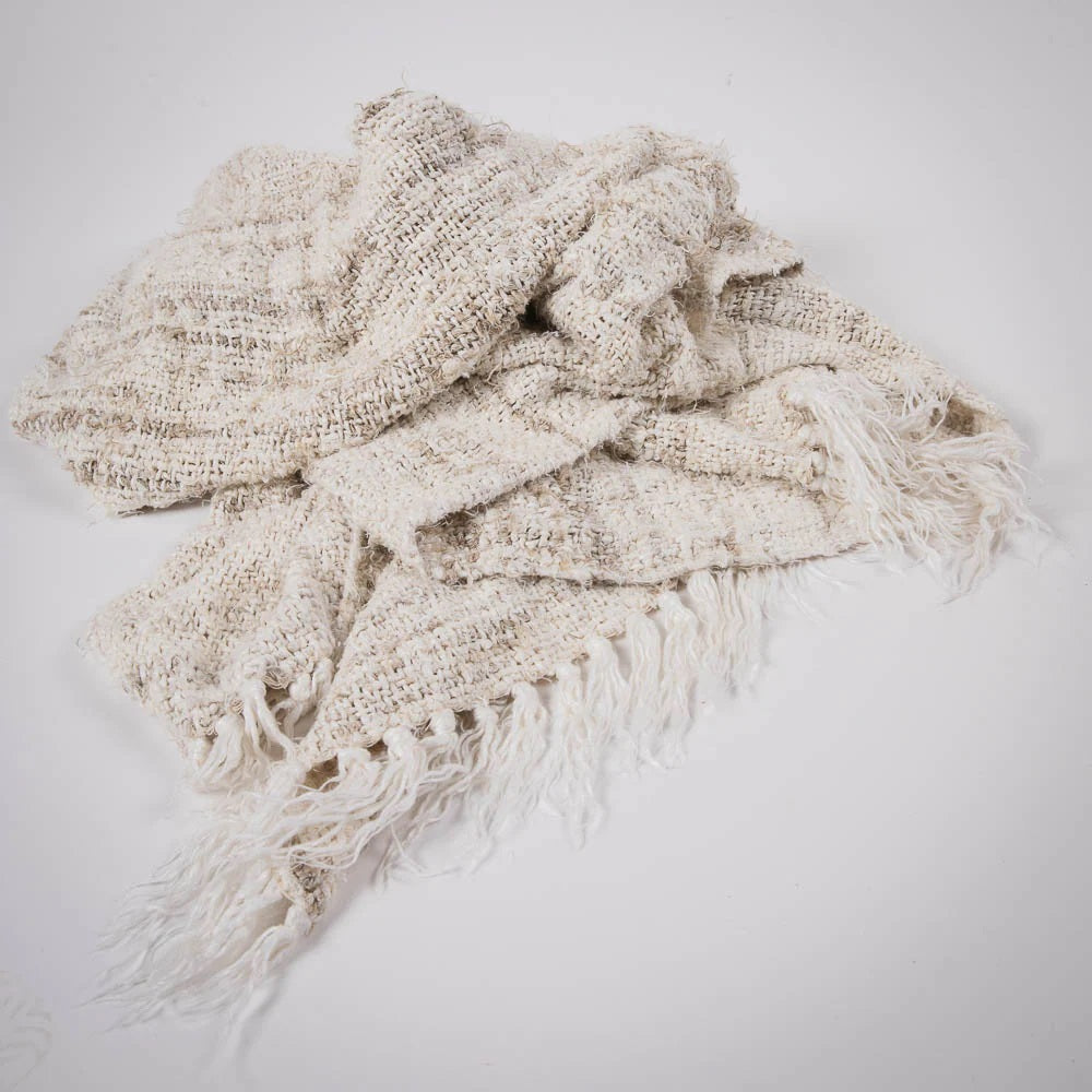 Hand Woven Linen Wabi Throw | Ivory