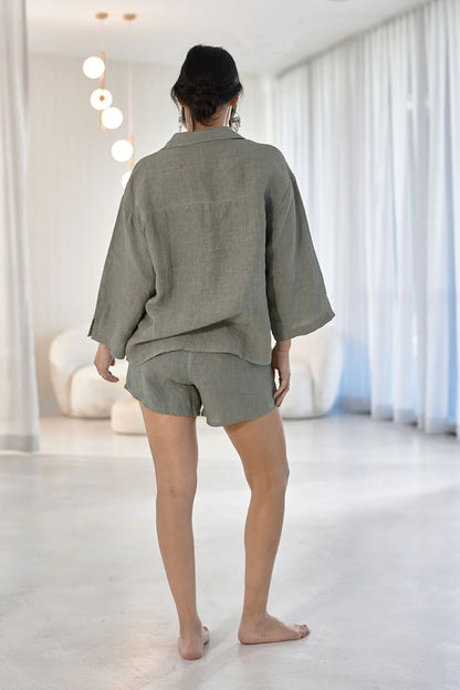 Loungewear Linen Shorts | Olive