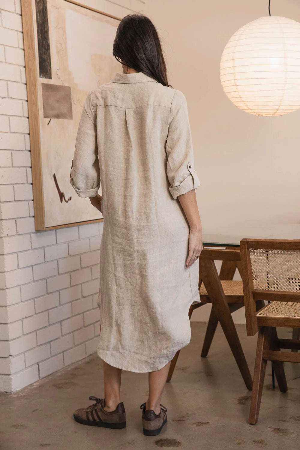 Linen shirt dress | Natural