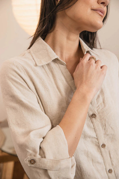 Linen shirt dress | Natural