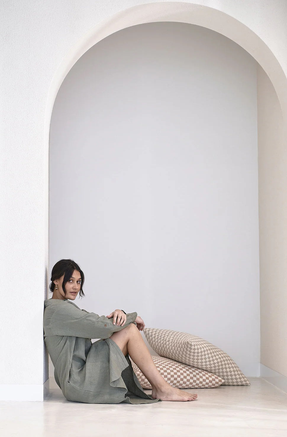 Linen shirt dress | Olive