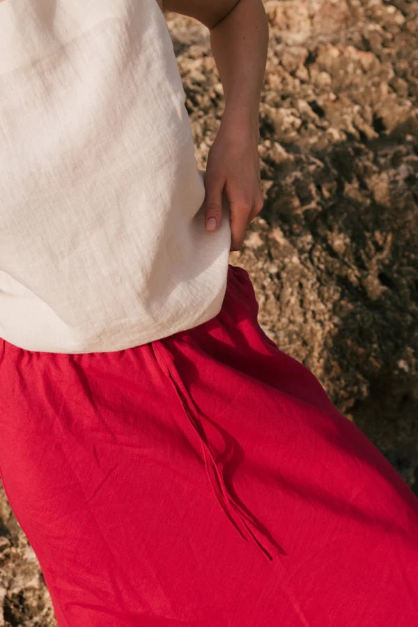 CIARA Linen Slip Skirt | Viva Magenta