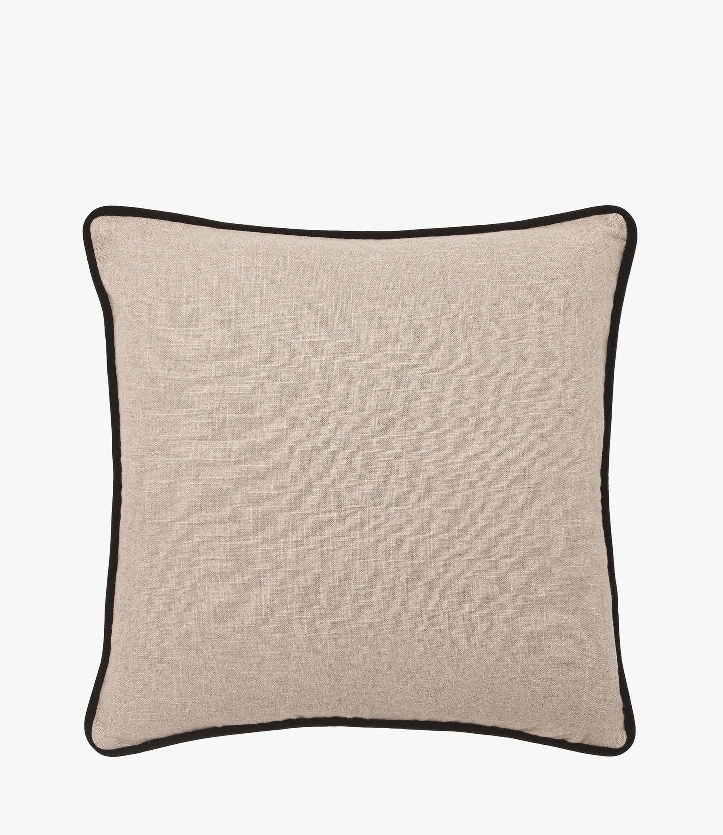 Linen Cushion with Black Velvet Piping