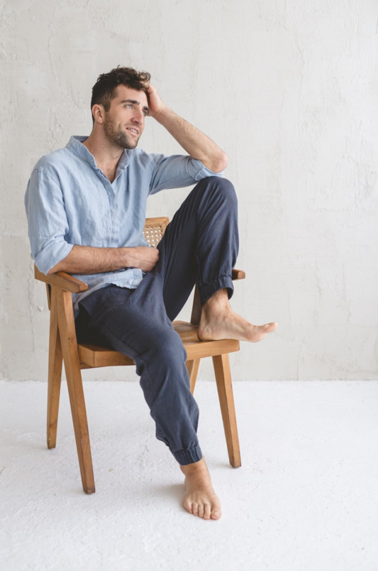 Men's Classic Linen Pants | Navy