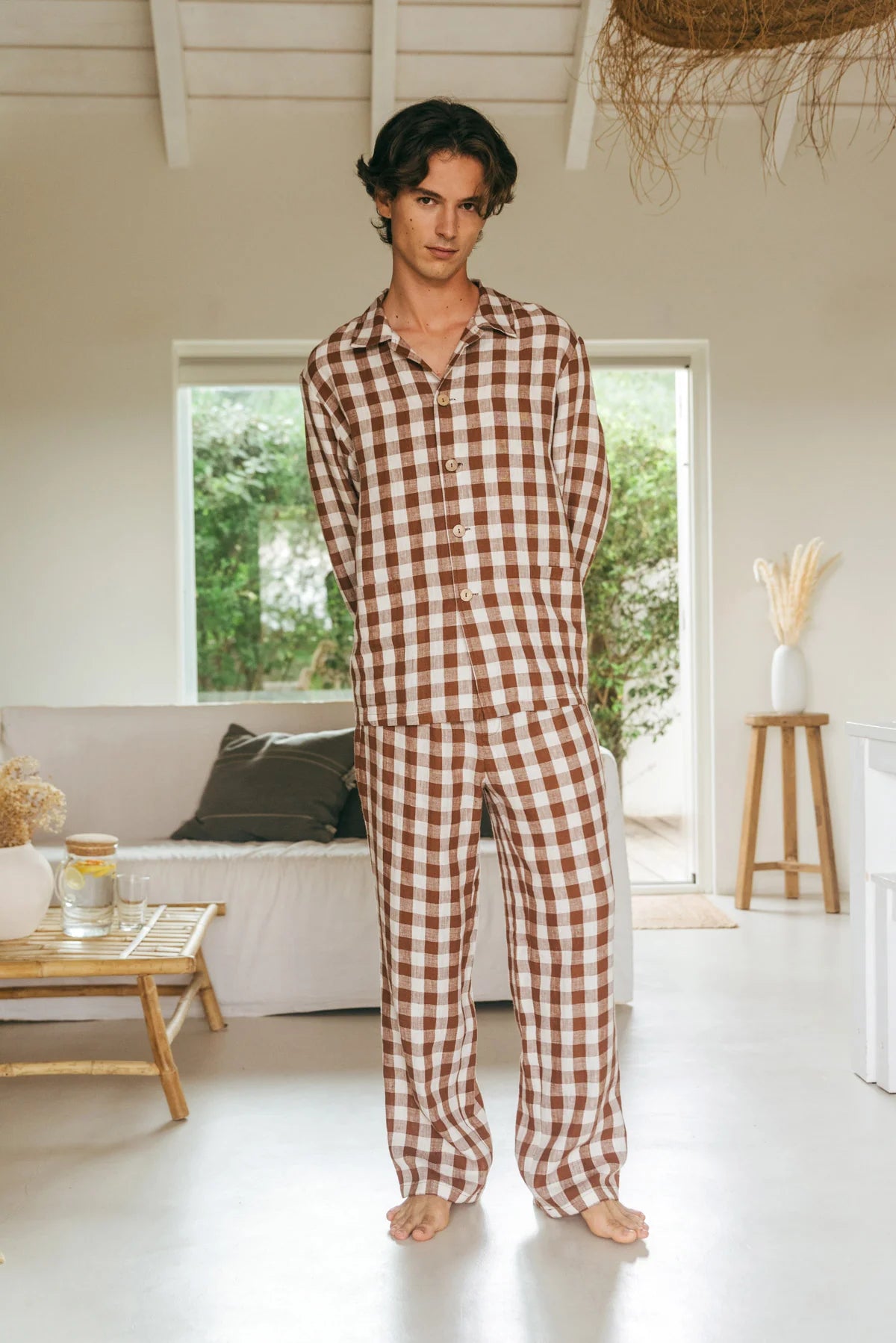 Oscar Linen Set | Mocha Gingham