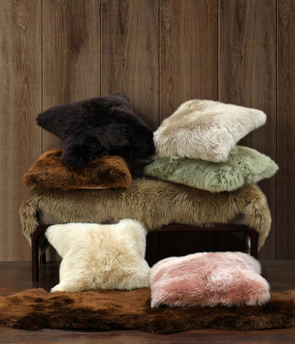 NZ Wool Sheepskin Cushion | Chocolate