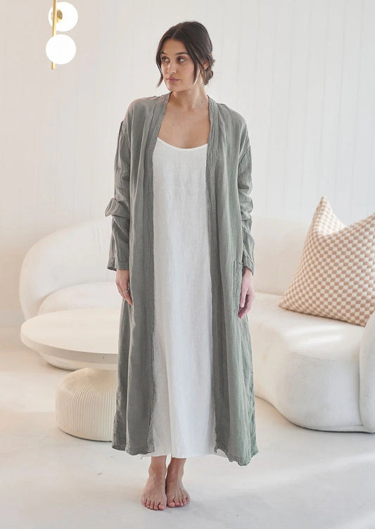 Linen Robe  | Olive