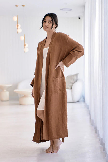 Linen Robe  | Nutmeg