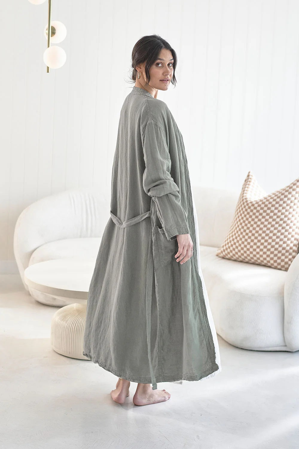 Linen Robe  | Olive