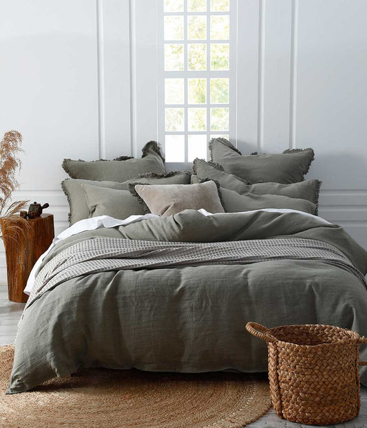 Laundered Linen Sheet Set | Olive