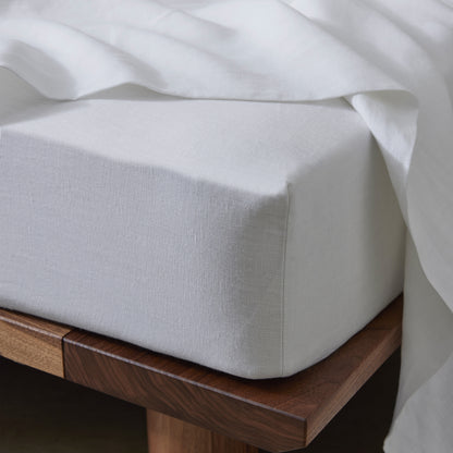 French Flax Linen Flat Sheet | Pure White