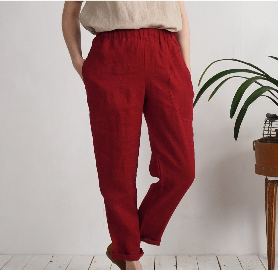 Linen Pants | Red