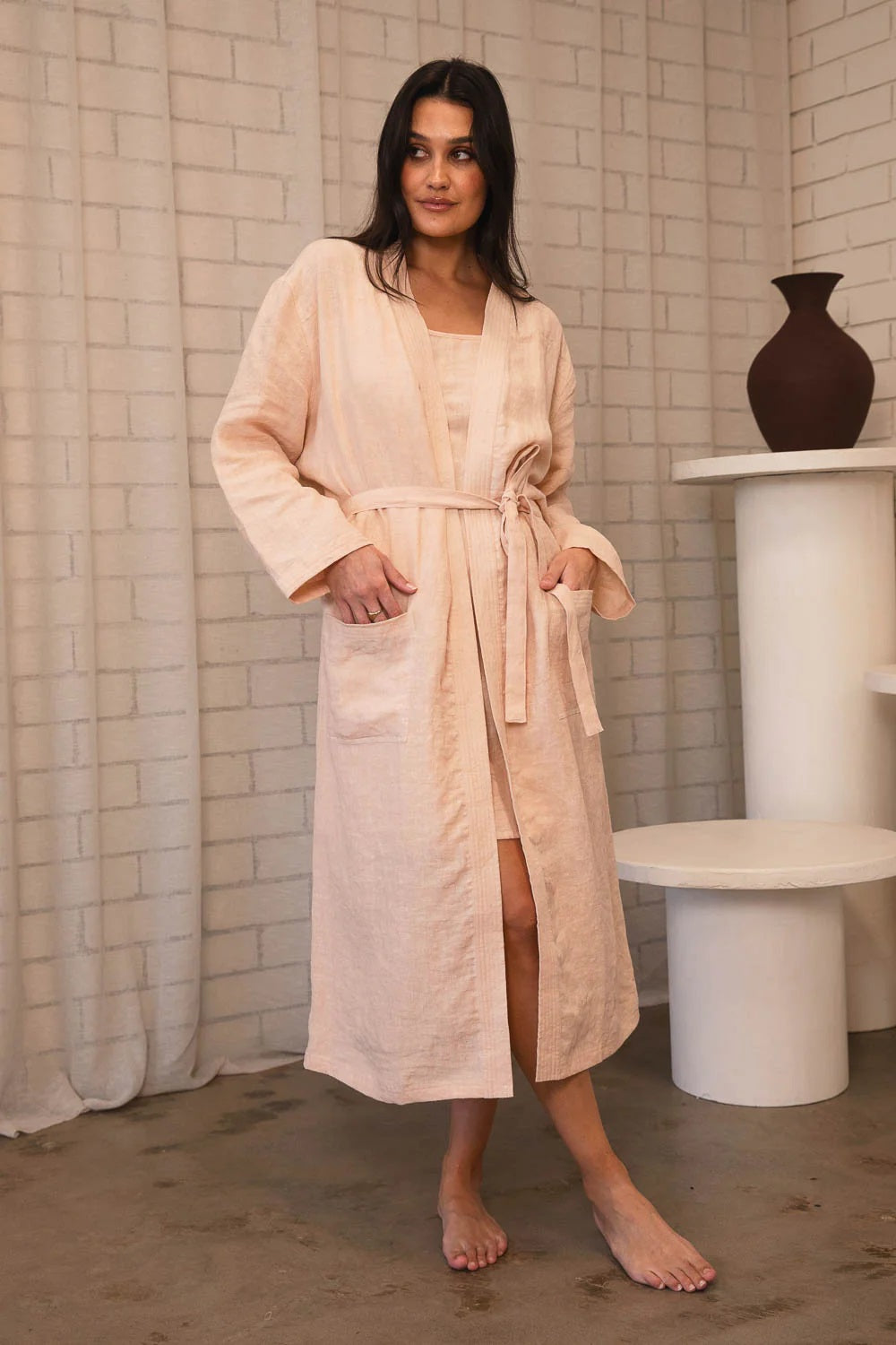 Linen Robe  | Blush