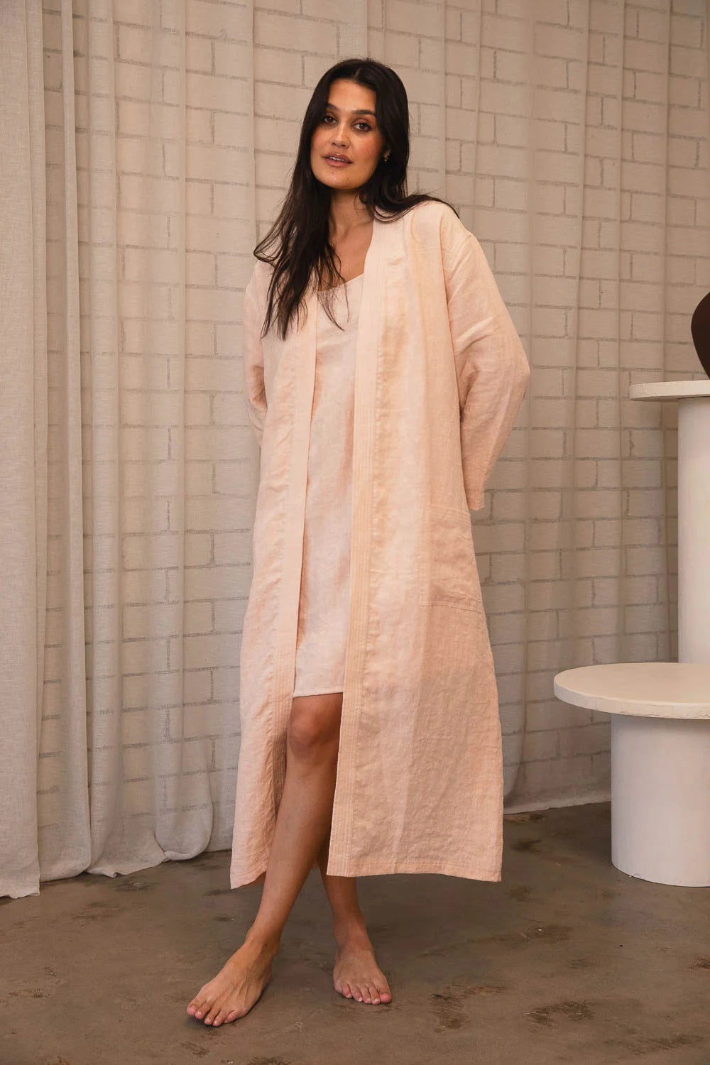 Linen Robe  | Blush