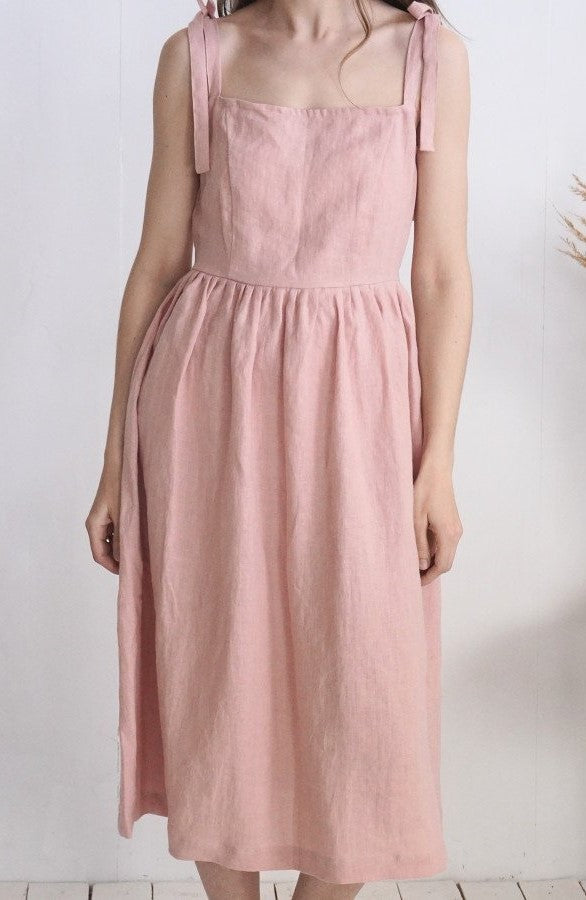 Linen Sun dress in Dusty rose