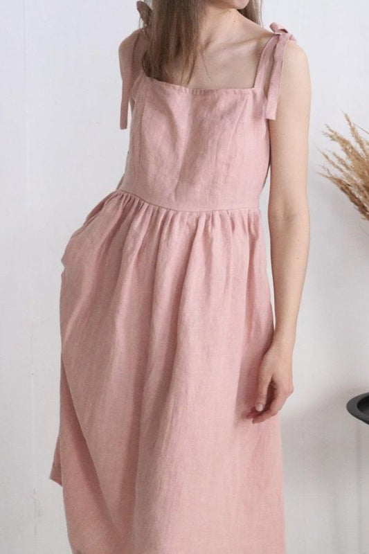 Linen Sun dress in Dusty rose