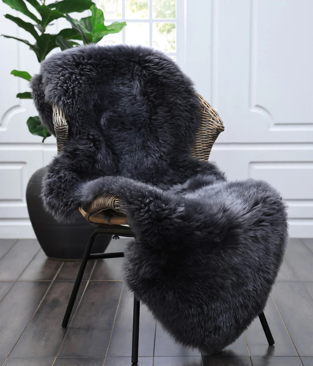 Sheepskin Rug Charcoal – 100% New Zealand wool