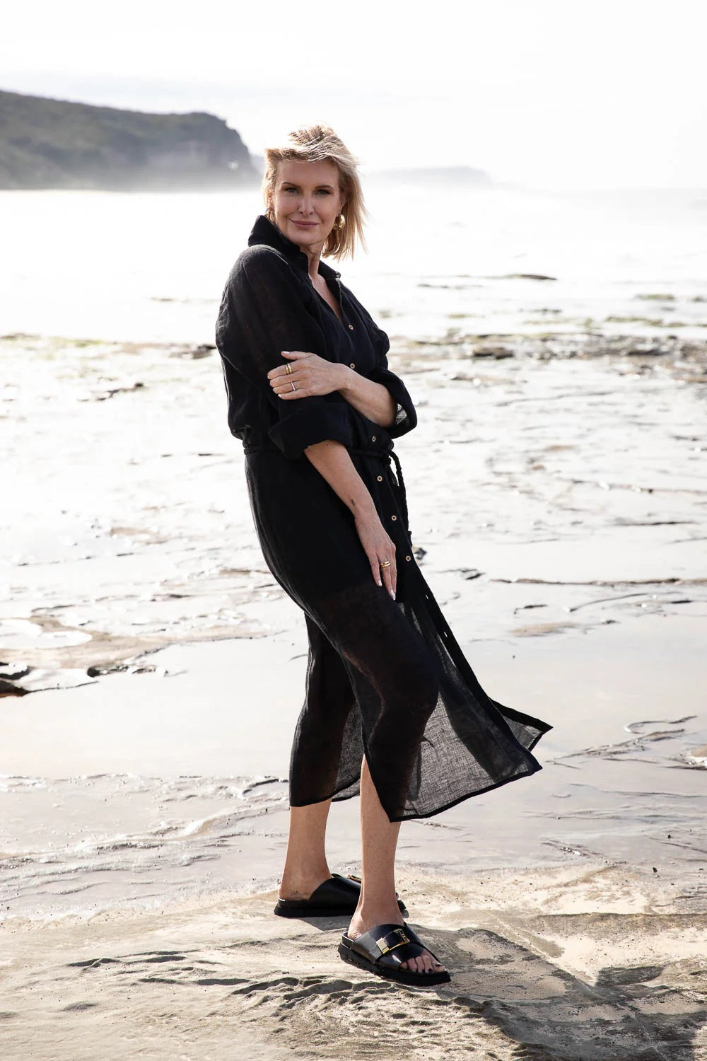 Gauze Linen Duster | Black