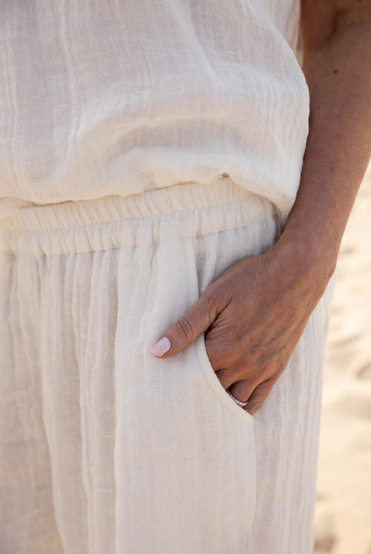 Gauze Linen Shorts | White